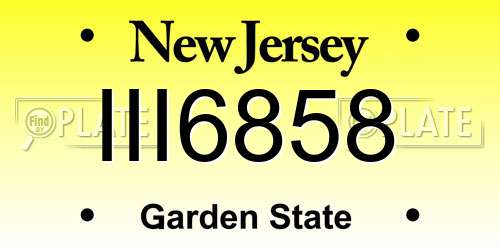 III6858 New Jersey License Plate