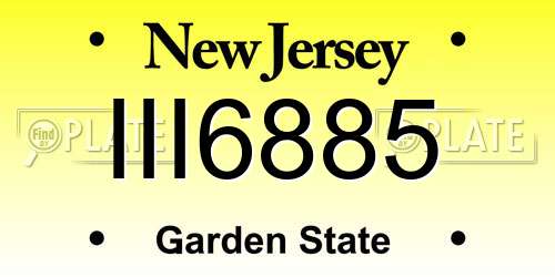 III6885 New Jersey License Plate