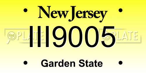 III9005 New Jersey License Plate