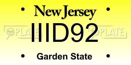 IIID92 New Jersey License Plate