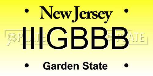 IIIGBBB New Jersey License Plate