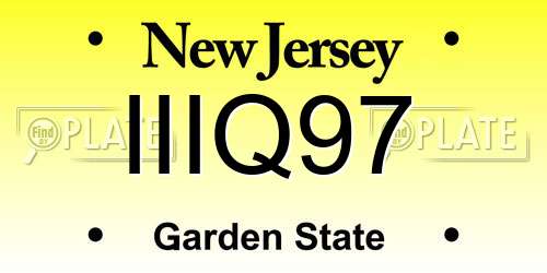 IIIQ97 New Jersey License Plate