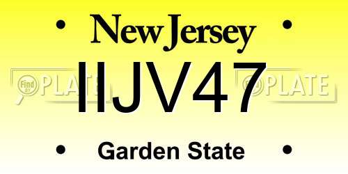 IIJV47 New Jersey License Plate