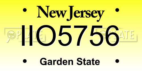IIO5756 New Jersey License Plate