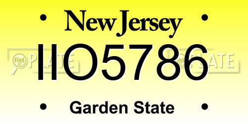 IIO5786 New Jersey License Plate