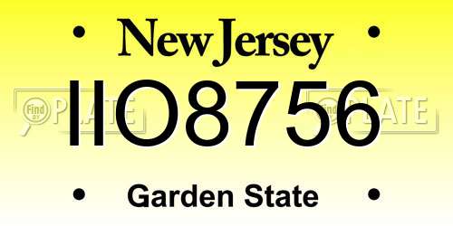 IIO8756 New Jersey License Plate