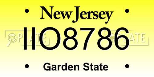 IIO8786 New Jersey License Plate
