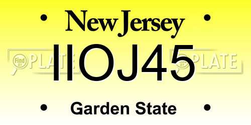 IIOJ45 New Jersey License Plate