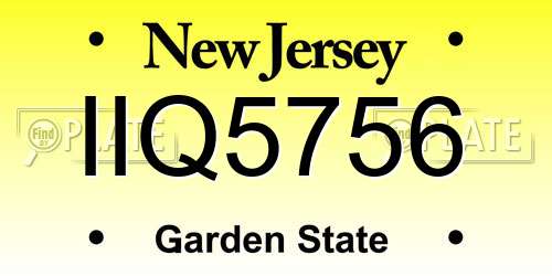 IIQ5756 New Jersey License Plate