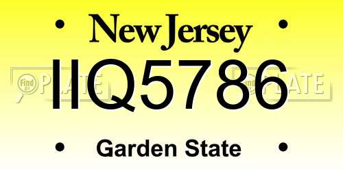 IIQ5786 New Jersey License Plate