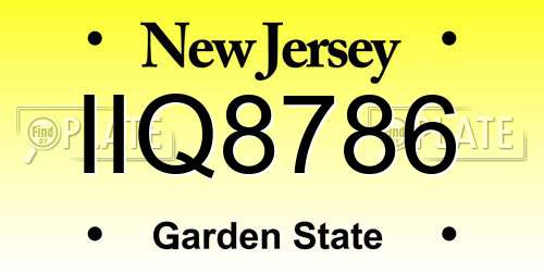 IIQ8786 New Jersey License Plate