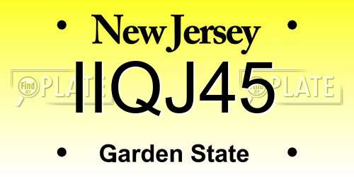 IIQJ45 New Jersey License Plate