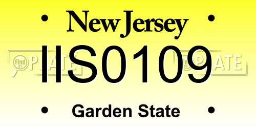 IIS0109 New Jersey License Plate