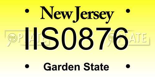 IIS0876 New Jersey License Plate
