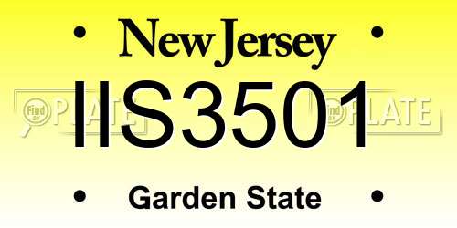 IIS3501 New Jersey License Plate
