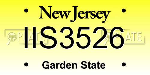 IIS3526 New Jersey License Plate