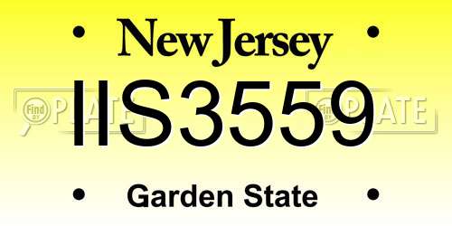 IIS3559 New Jersey License Plate