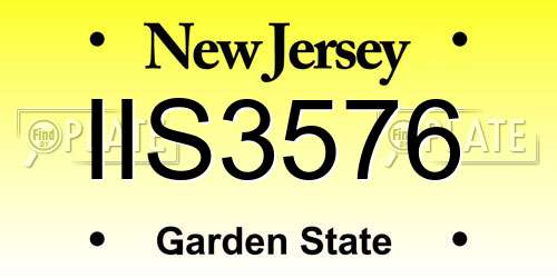IIS3576 New Jersey License Plate