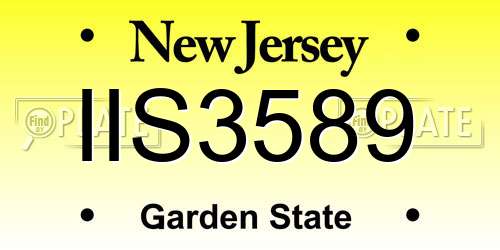 IIS3589 New Jersey License Plate