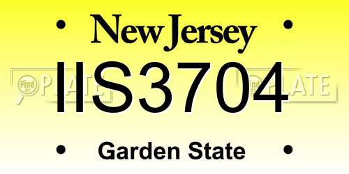 IIS3704 New Jersey License Plate