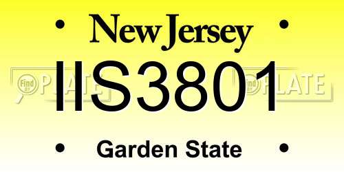 IIS3801 New Jersey License Plate