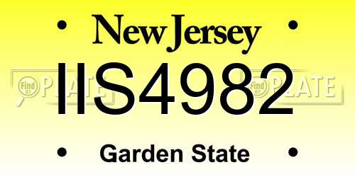 IIS4982 New Jersey License Plate
