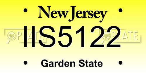IIS5122 New Jersey License Plate