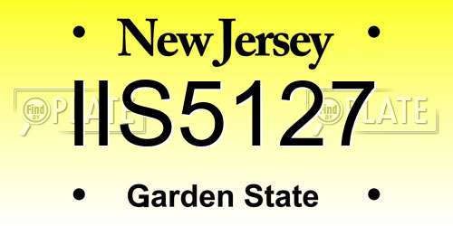 IIS5127 New Jersey License Plate
