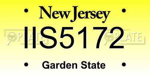 IIS5172 New Jersey License Plate