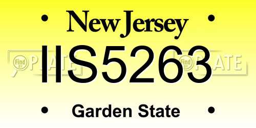 IIS5263 New Jersey License Plate