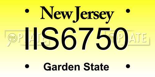 IIS6750 New Jersey License Plate