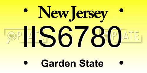 IIS6780 New Jersey License Plate