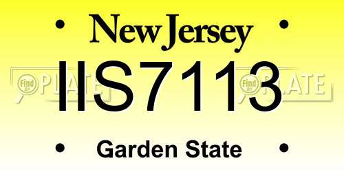 IIS7113 New Jersey License Plate