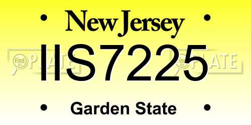 IIS7225 New Jersey License Plate