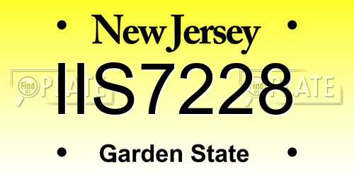 IIS7228 New Jersey License Plate