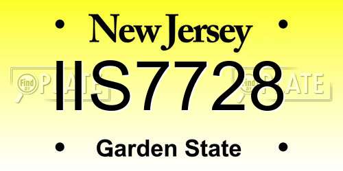 IIS7728 New Jersey License Plate