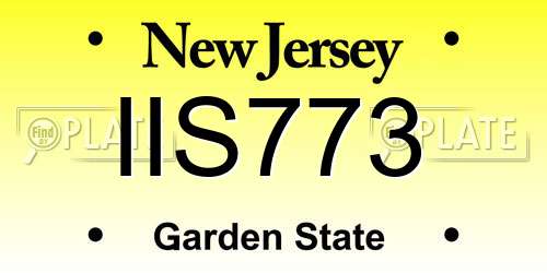 IIS773 New Jersey License Plate