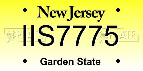 IIS7775 New Jersey License Plate