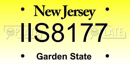 IIS8177 New Jersey License Plate