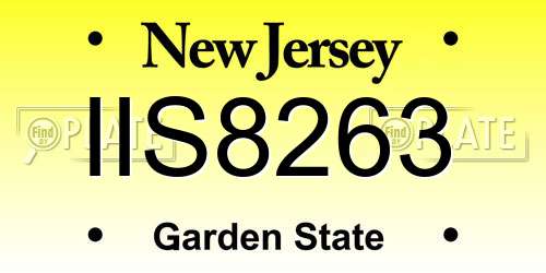 IIS8263 New Jersey License Plate