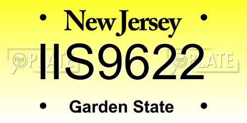 IIS9622 New Jersey License Plate