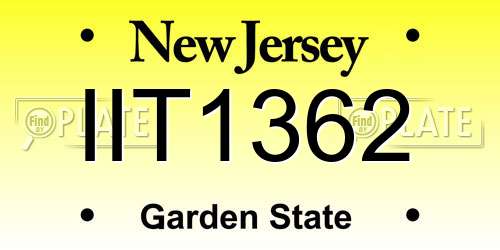 IIT1362 New Jersey License Plate