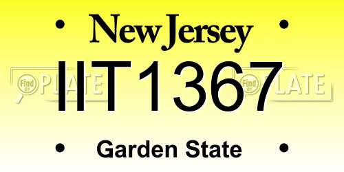 IIT1367 New Jersey License Plate