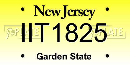 IIT1825 New Jersey License Plate