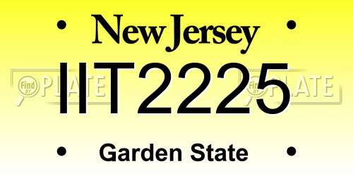 IIT2225 New Jersey License Plate