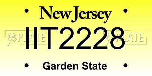 IIT2228 New Jersey License Plate