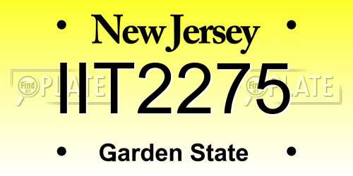 IIT2275 New Jersey License Plate