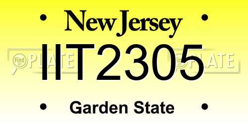 IIT2305 New Jersey License Plate