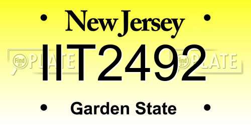 IIT2492 New Jersey License Plate