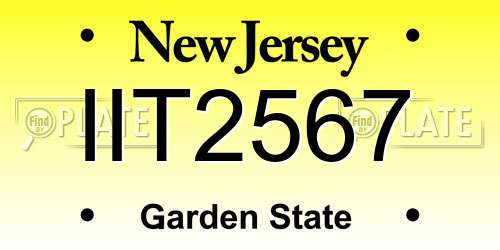 IIT2567 New Jersey License Plate